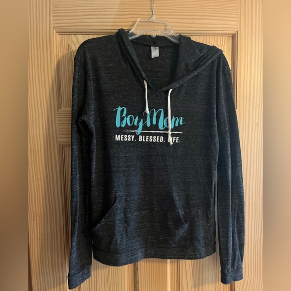 Alternative Tops - Boy Mom Black Hoodie Front pocket Size Large